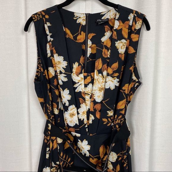 City Chic Black Floral Golden Leaf Midi Dress Sz.XS(14) - Picture 7 of 15